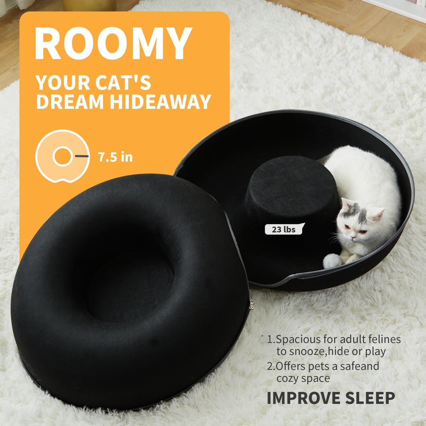 Peekaboo Cat Tunnel for Large Cats up to Features A Jingle Ball Bed