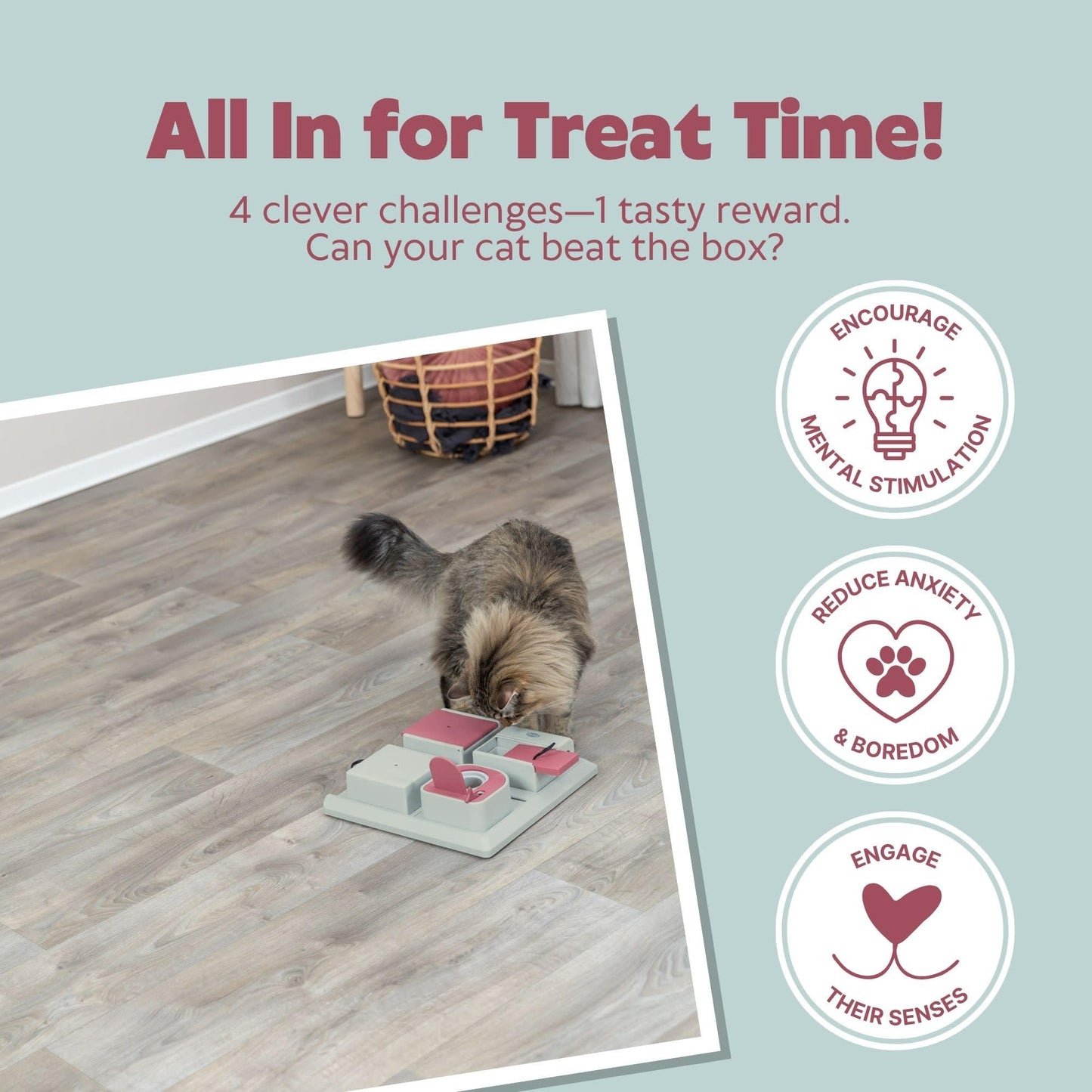 TRIXIE Cat Activity Poker Box Strategy Game Interactive Puzzle Toy