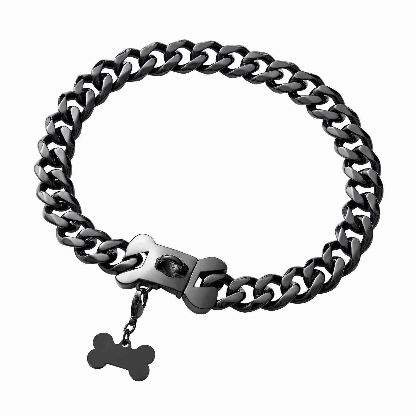 Cuban Link Heavy Duty Dog Collar, Wide Stainless Steel Luxury Collar