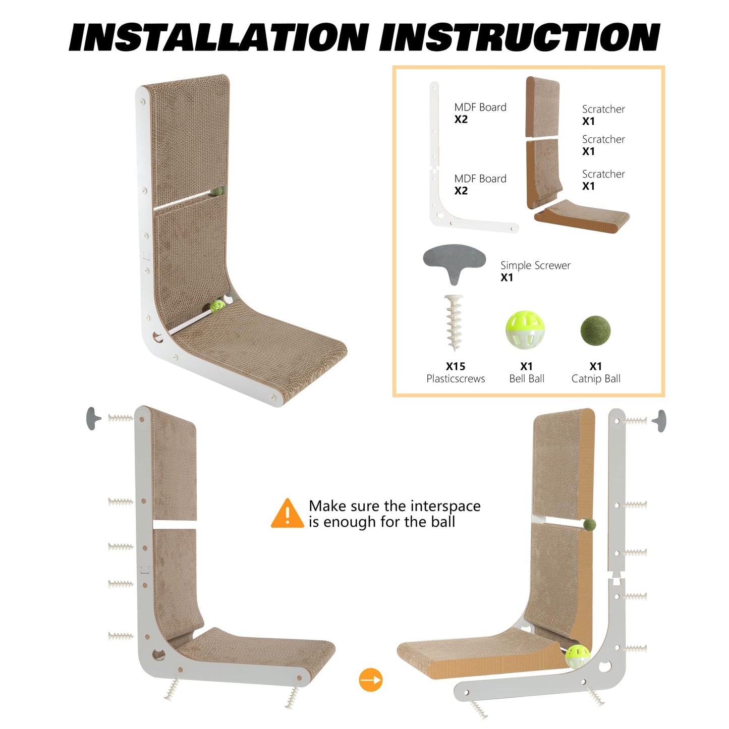 SMARTBEAN Cardboard Cat Scratcher, Vertical Cat Scratching Board