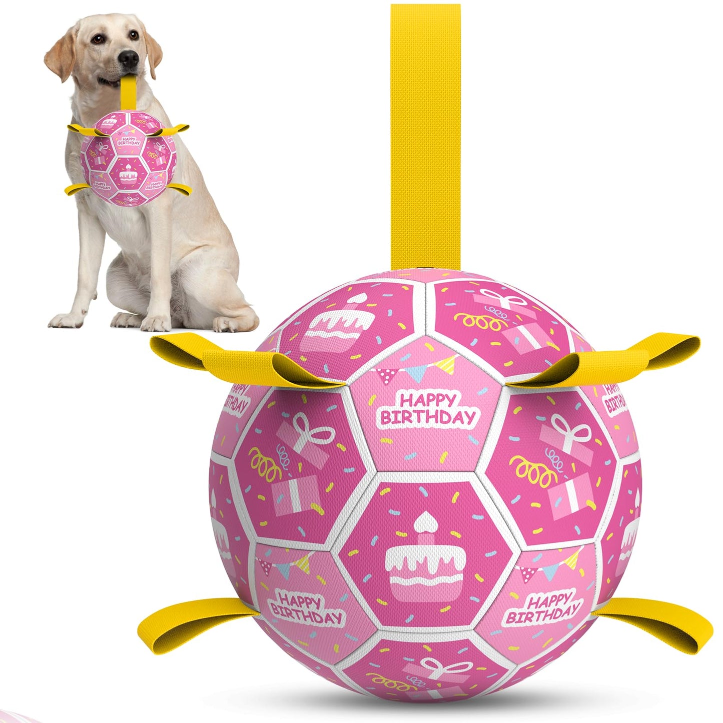 QDAN Dog Birthday Toys, Squeaky Dogs Toys, Dog Soccer Ball