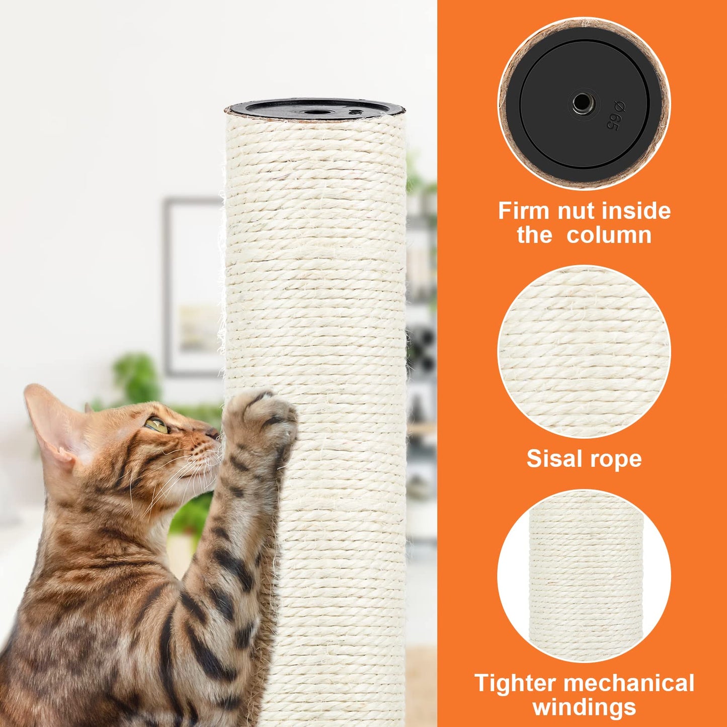 PETUOL 4 PCS M8 Cat Scratching Post Replacement, Sisal Pole Cat Tree