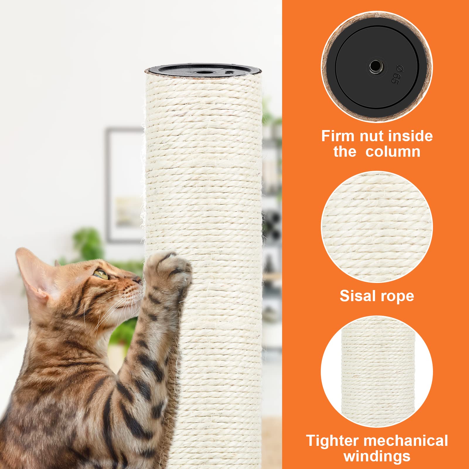 PETUOL 4 PCS M8 Cat Scratching Post Replacement, Sisal Pole Cat Tree