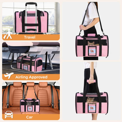 Soft Cat Carrier for Pets Up to TSA Approved for Airline in-Cabin, Bag