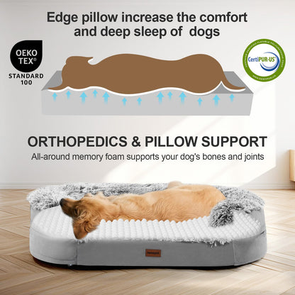 iweepet Thickened Orthopedic Dog Beds for Extra Large Dogs, Fluffy Bed