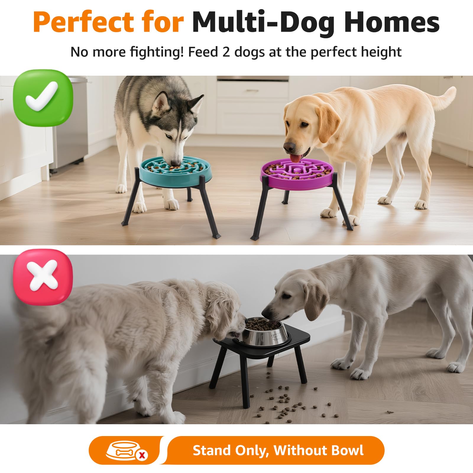 LOOBANI Elevated Dog Bowl Stand: Adjustable Width Anti-Slip Bowl