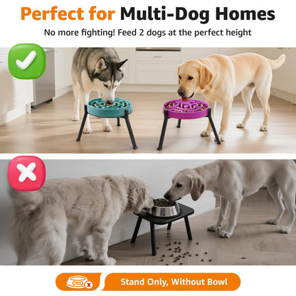 LOOBANI Elevated Dog Bowl Stand: Adjustable Width Anti-Slip Bowl