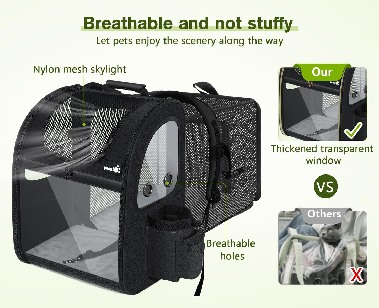 Pecute Pet Carrier Backpack, Dog Carrier Backpack, Expandable Bag