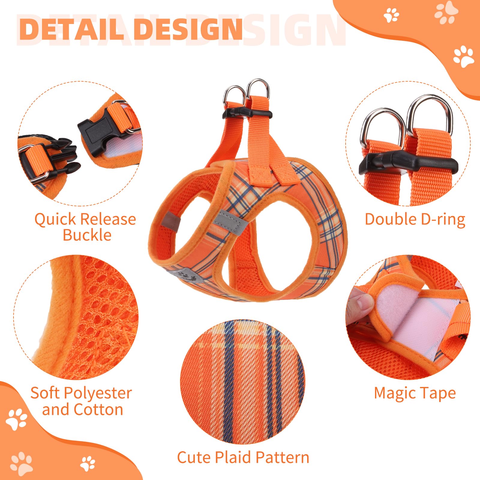 KOOLTAIL Thanksgiving Dog Harness for Small Medium Dogs,Dog Harness