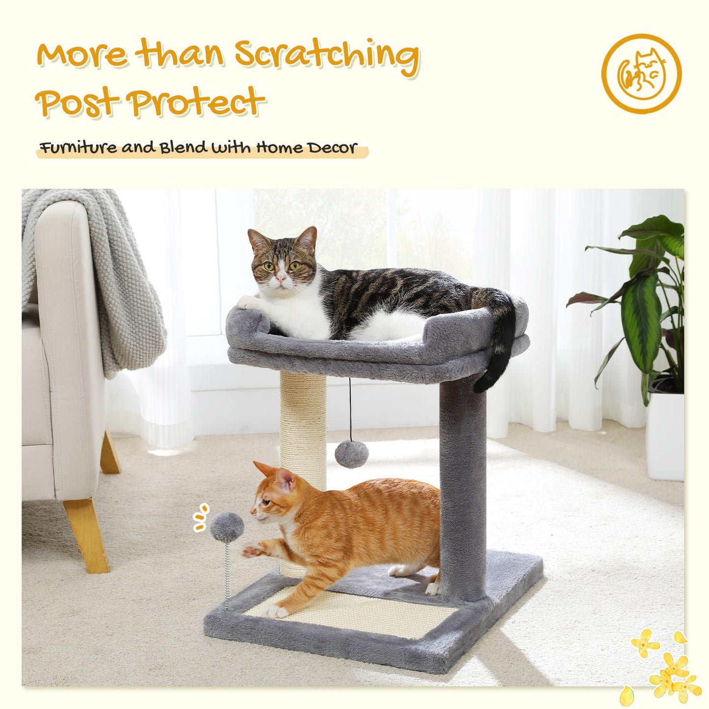 PAWZ Road Cat Scratching Post Bed, Small Cat Tree Tower