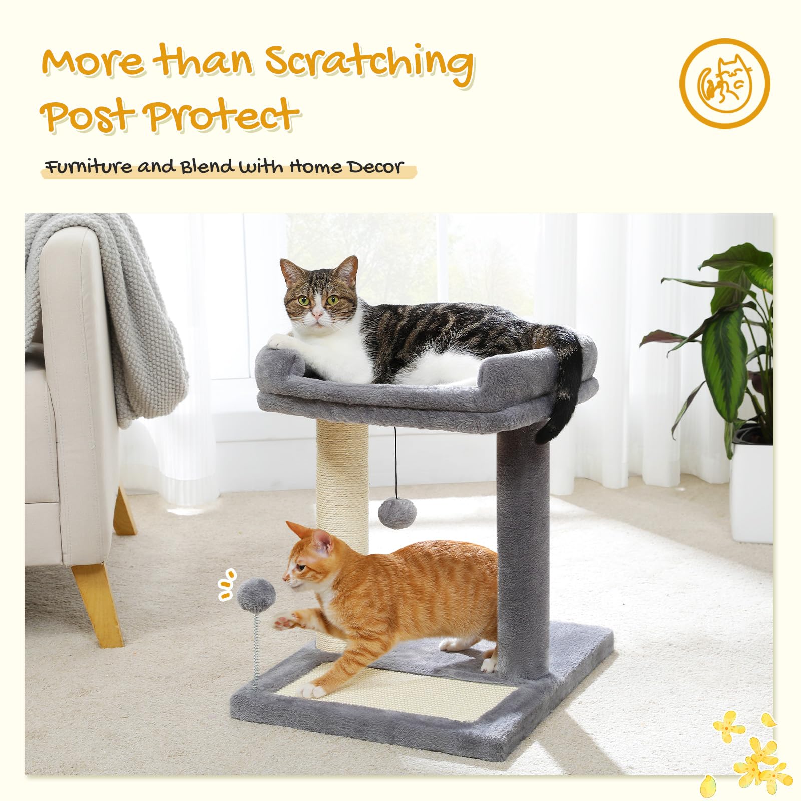 PAWZ Road Cat Scratching Post Bed, Small Cat Tree Tower