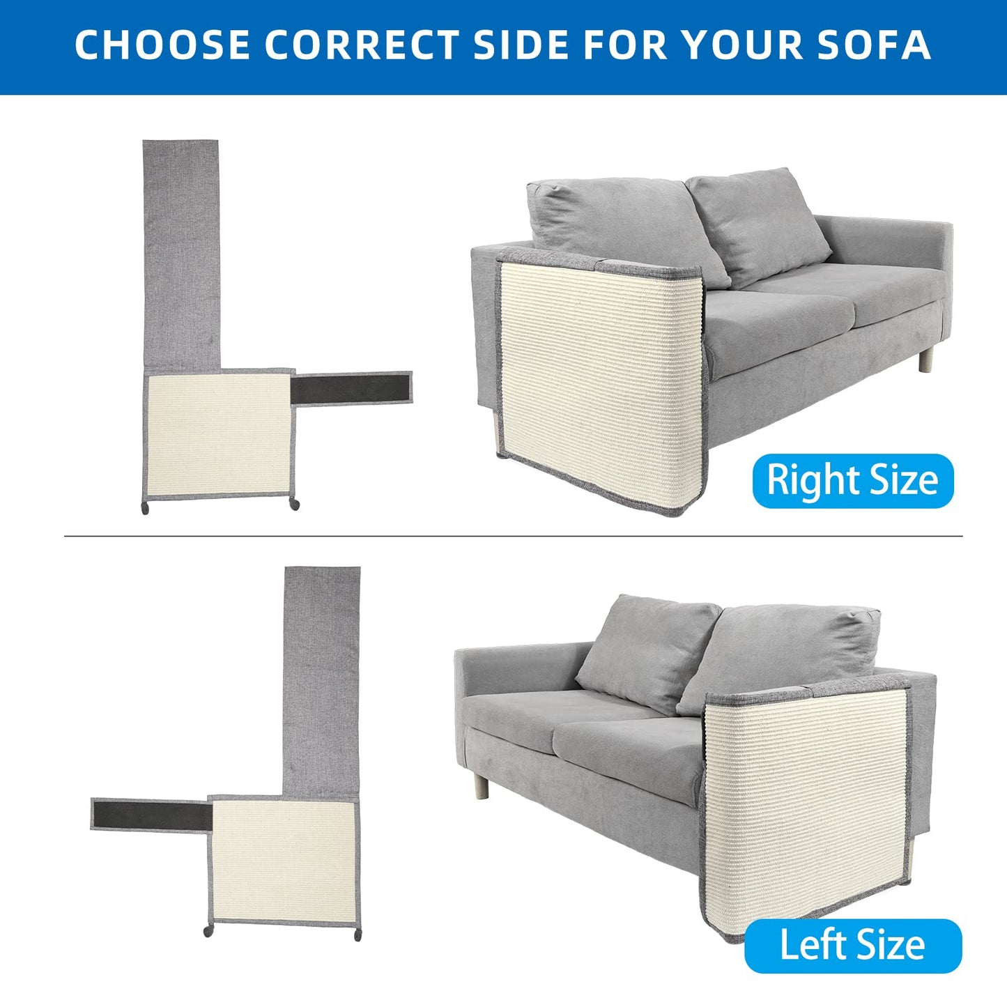 Cat Scratch Couch Protector with Natural Sisal for Protecting Couch