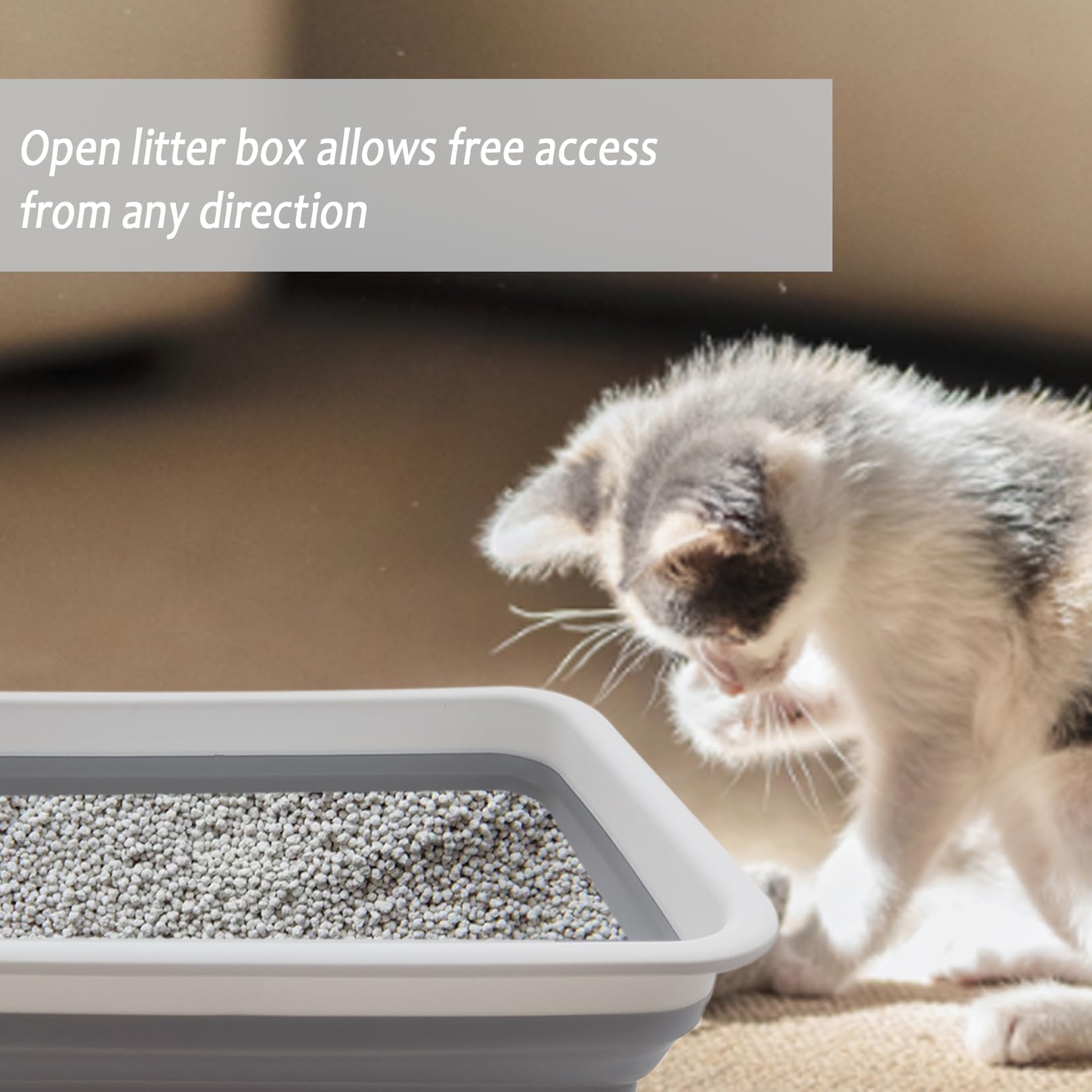 chuyouan Collapsible Small Cat Litter Box, Open Waterproof Low Box