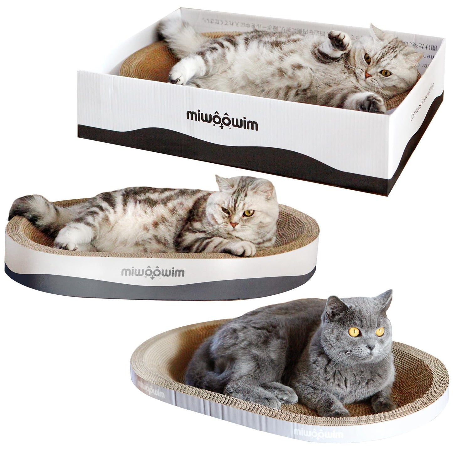 3PCS Extra Large Cat Scratcher Bed,Big Cats Box with Corrugated Pad
