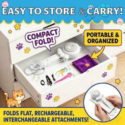 HAPPYCODE 2-in-1 Electric Cat Wand Rechargeable Auto Indoor Toy