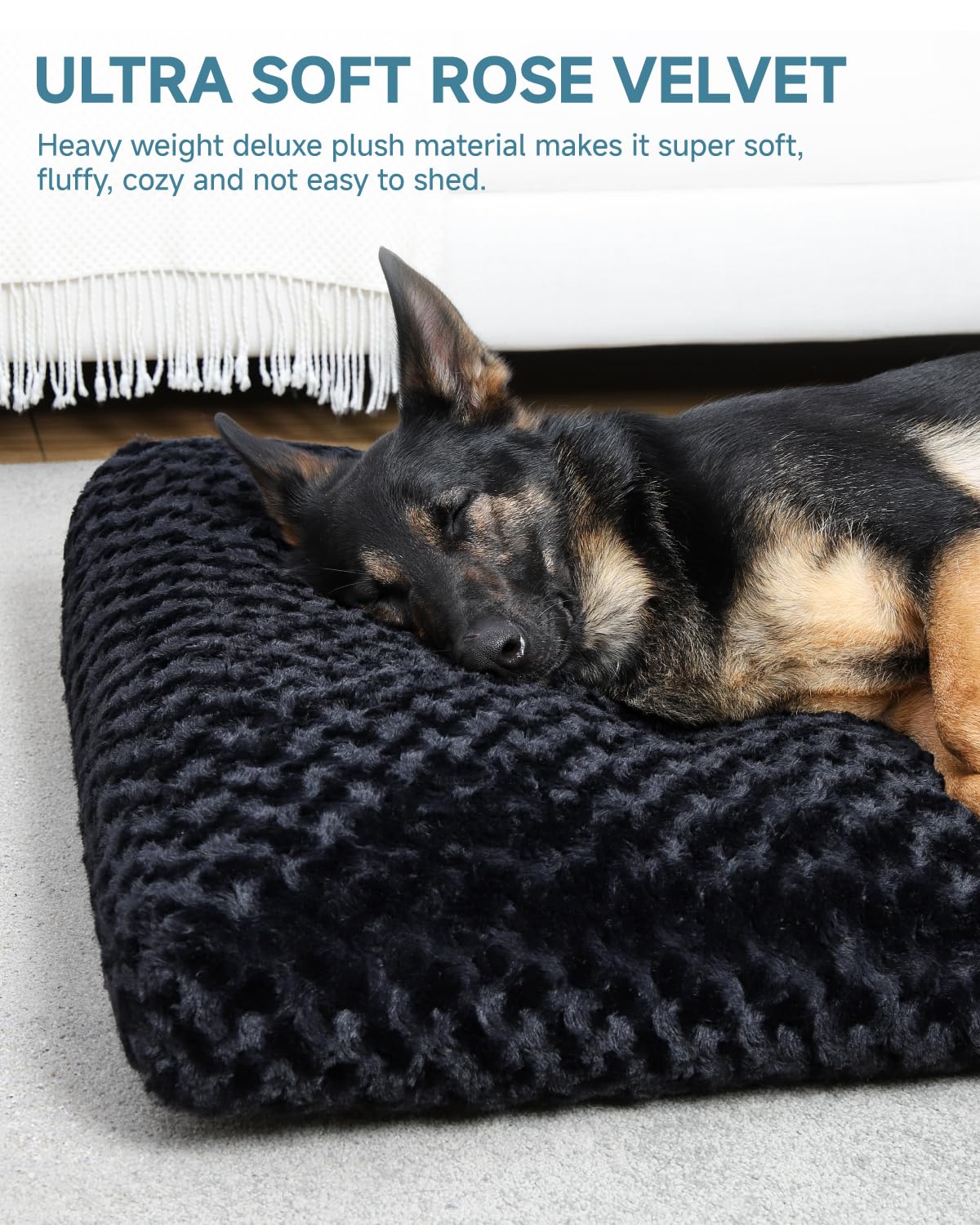 KSIIA Washable Dog Bed Anti-Slip Dog Crate Beds Deluxe Plush Kennel
