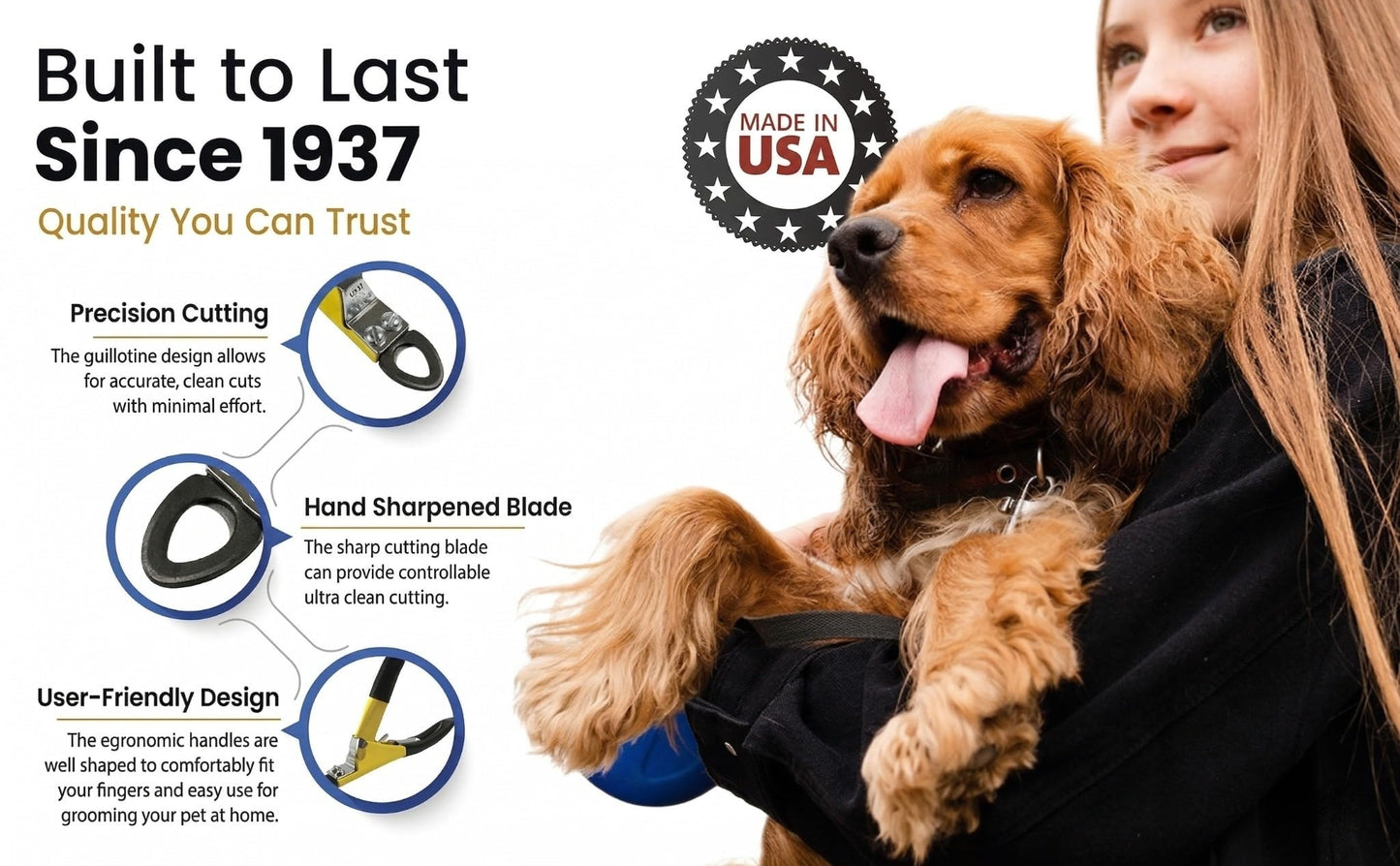 Resco Original Deluxe Dog Nail Clippers USA-Made Guillotine Trimmer