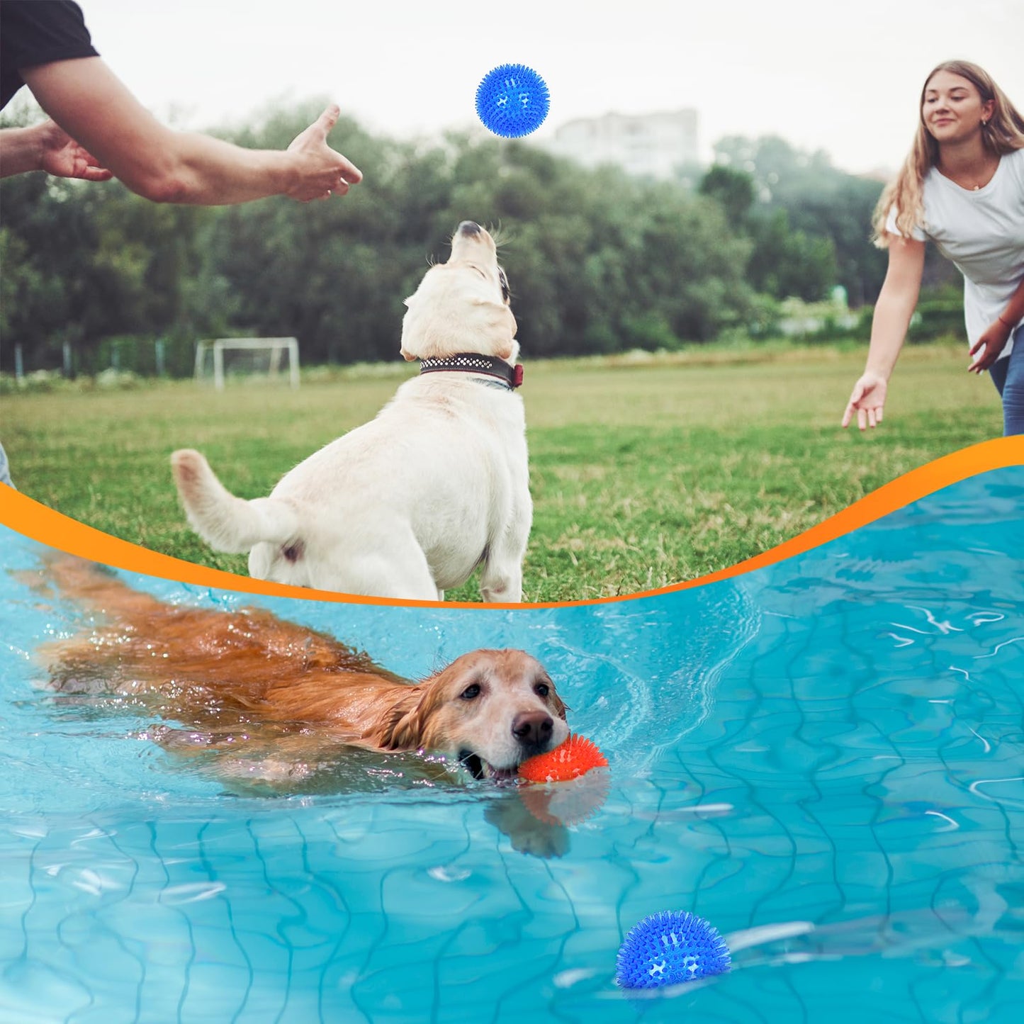 petizer 6 Pack Squeaky Dog Toy Balls Floating Spiky Pool Balls