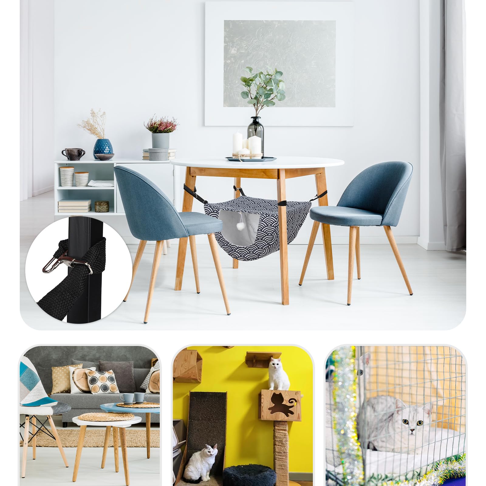 Unittype 2 Pieces Cat Cage Hammock Hanging Pet Bed Double Layer Bed