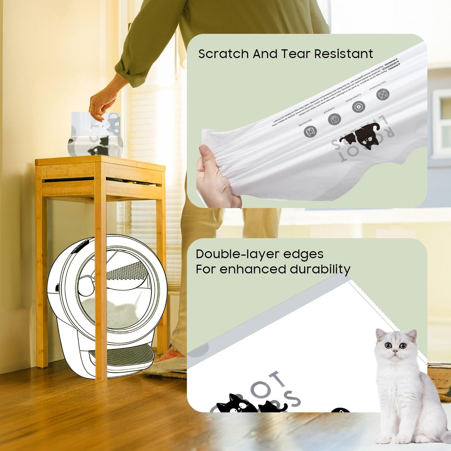 AWoHH 180 Tear-free Bulk Pack Automatic Cat Litter Box Bags, Box