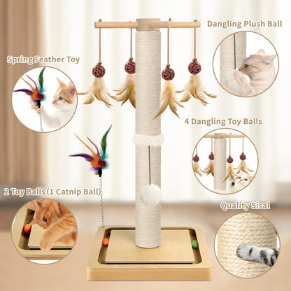 Cat Scratching Post, Sisal, Scratcher Tree Tower for Indoor Tower