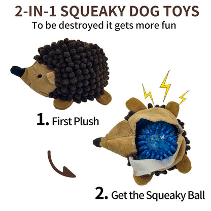 Chongqile Plush Hedgehog Dog Toys 3 PCS Squeaky No-Stuffing Plush