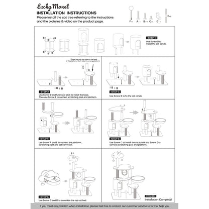 Lucky Monet Cat Tree for Indoor Cats, Multi-Level Cat Tower Ball