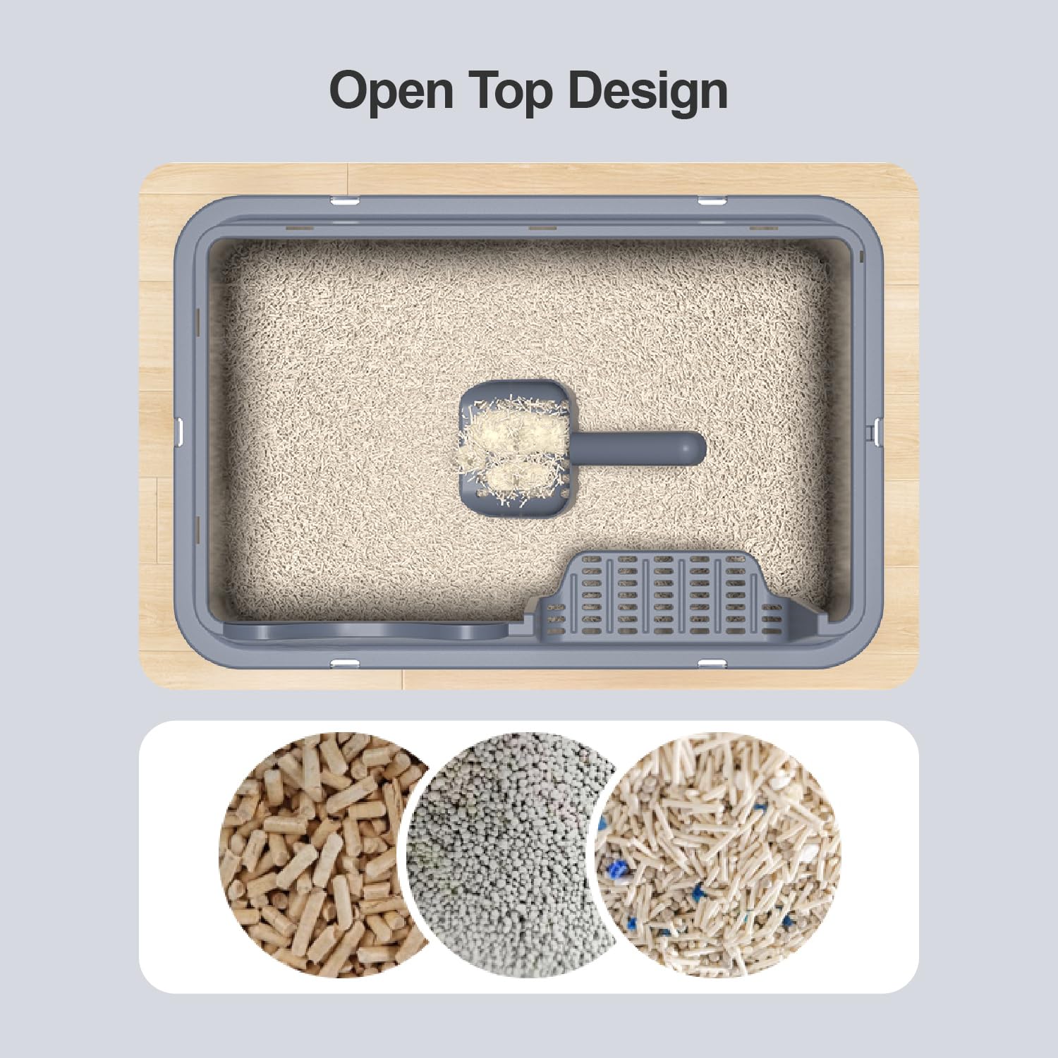 Stainless Steel Cat Litter Box, Open Top High-Sided Metal Litter Box