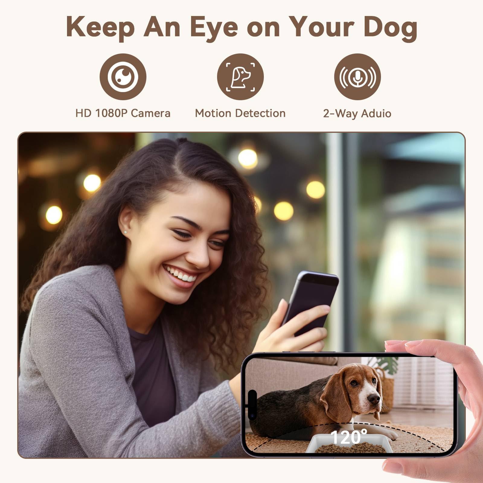 UTCG Automatic Dog Feeder with Camera: /33 Cups WiFi Timed Dispenser