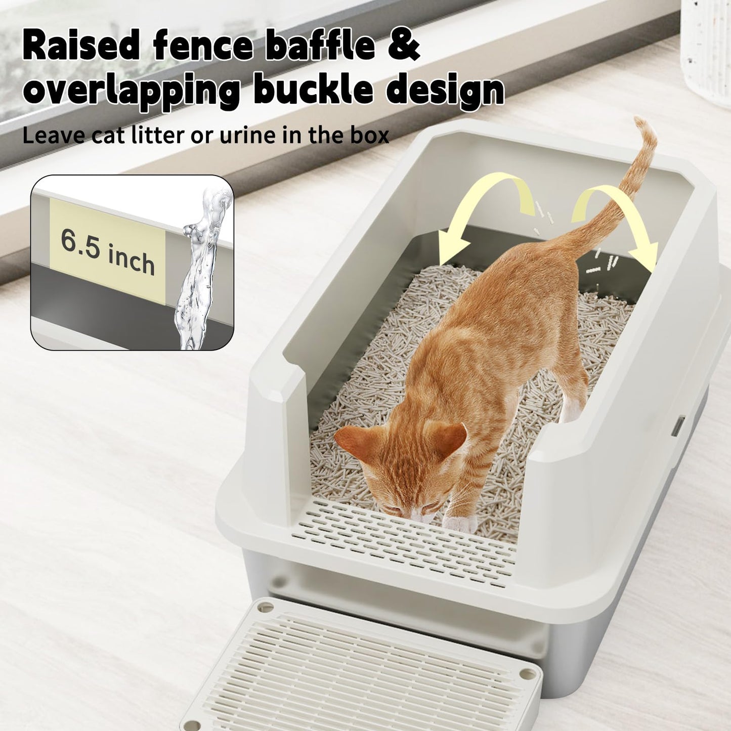 RIZZARI Open Cat Litter Box: Large Stainless Steel Litter Pan Litter