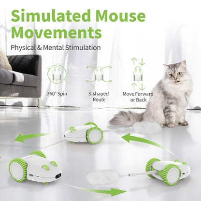 PETGEEK Automatic Cat Mouse Toys Interactive Cat Toys for Indoor Wand