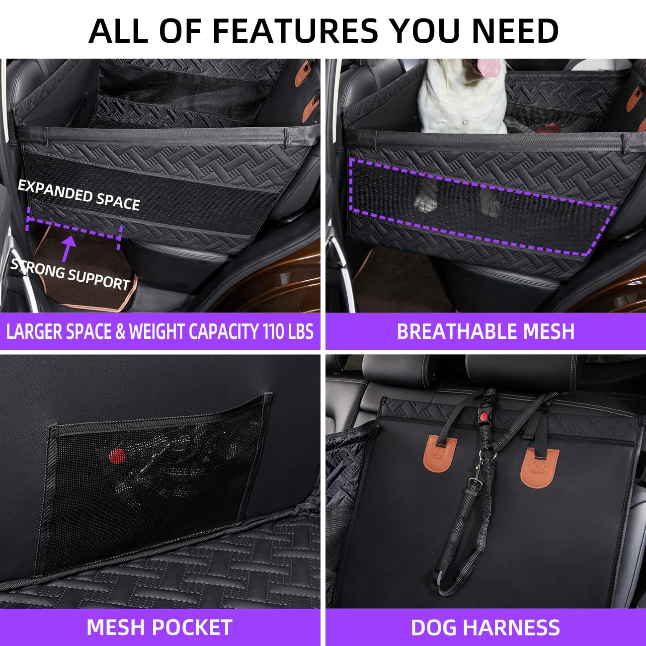 TKYZ Large Dog Car Seat,PU Leather Back Seat Extender Seat