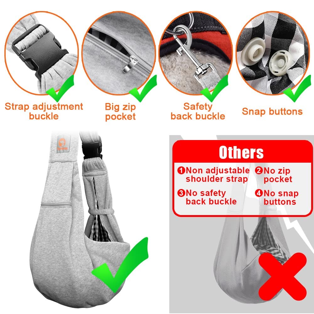 Tomkas Small Dog Sling Carrier Cat Sling Carrier Zipper Pocket Carrier