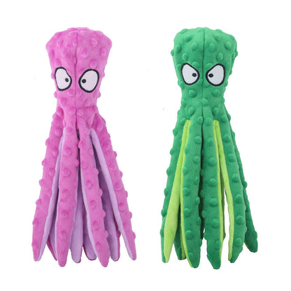 CPYOSN Dog Squeaky Toys Octopus No Stuffing Crinkle Plush Dog Toys