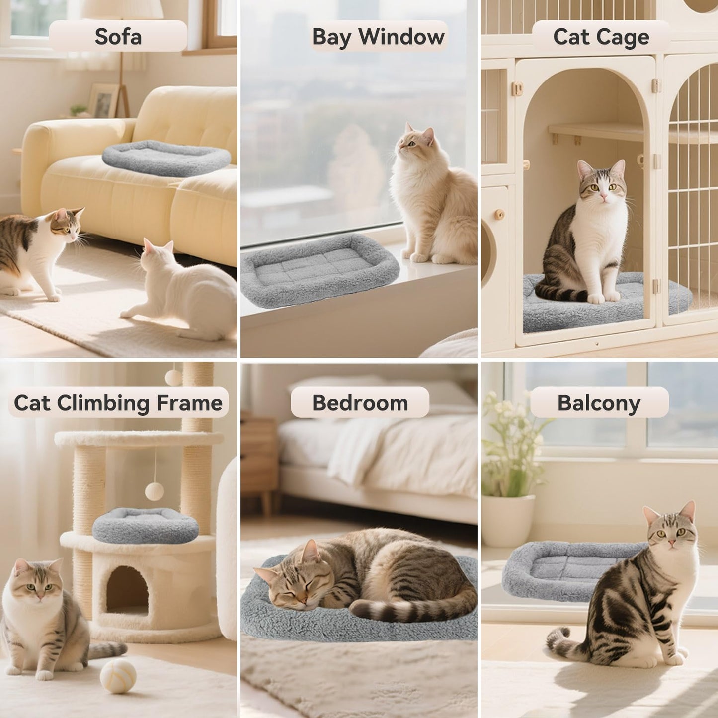 LESYPET Cat Bed for Indoor Cats, Soft Cat Cushion with Cat Pillow Bed
