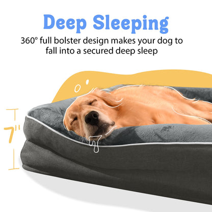 Large Orthopedic Dog Bed Washable XL Dog Couch Sofa Four Sides Bed