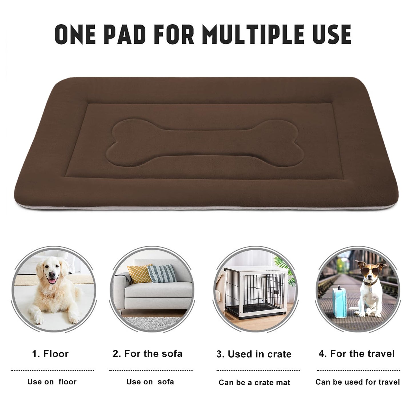 JoicyCo Large Dog Bed Soft Dog Crate Pad Mat, Non-Slip Bottom Crate