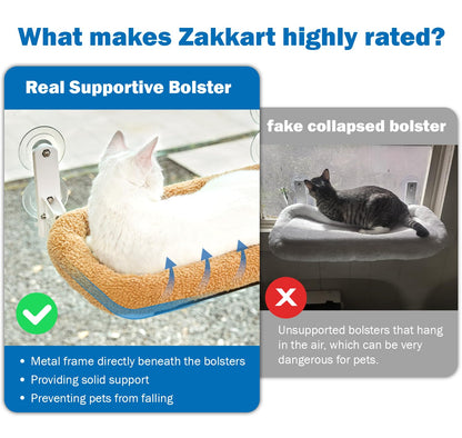 Zakkart Foldable Cat Hammock for Window Cordless, Machine Washable Bed