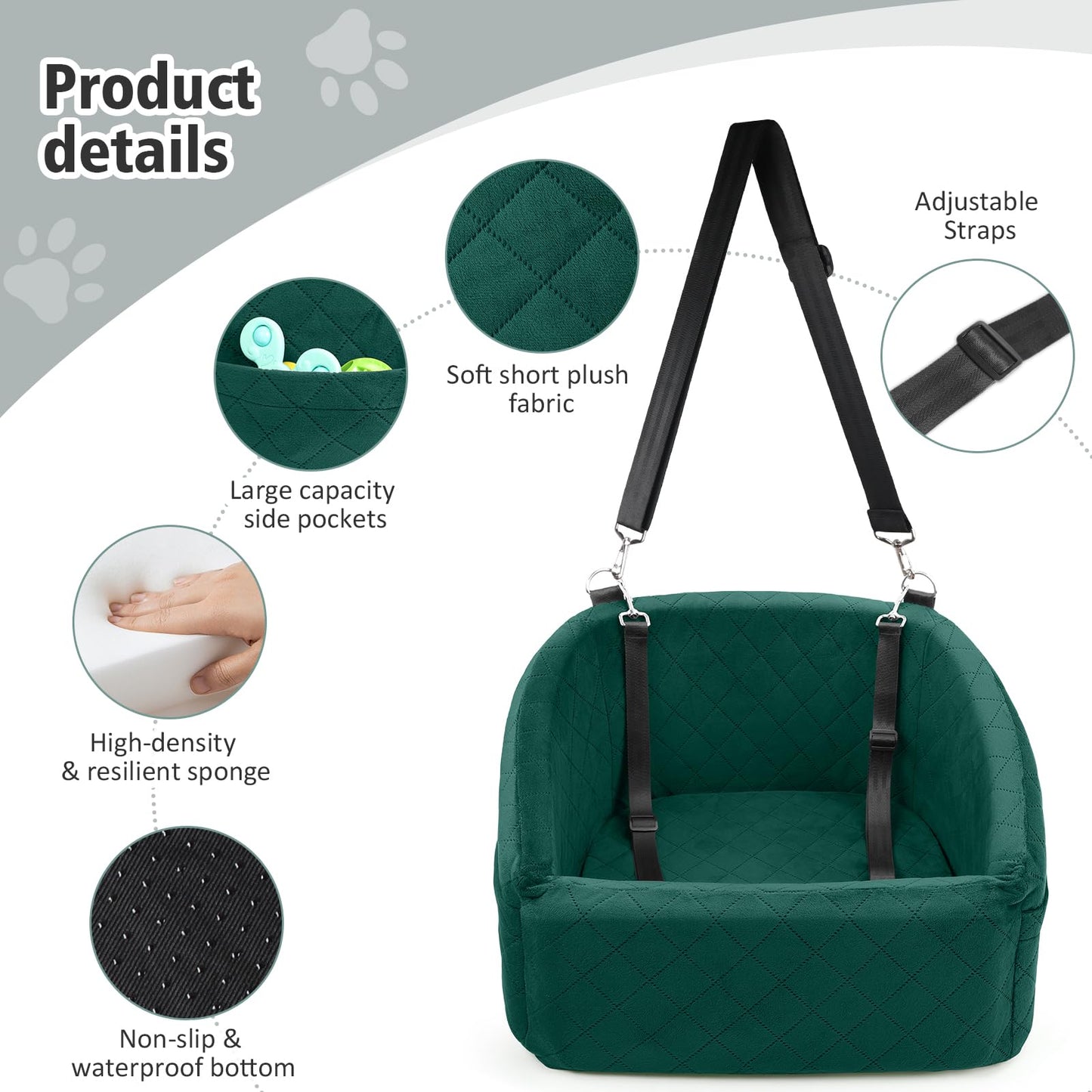 NEEZUKAR Dog Car Seat for Small Medium Dogs,Detachable Washable Seat