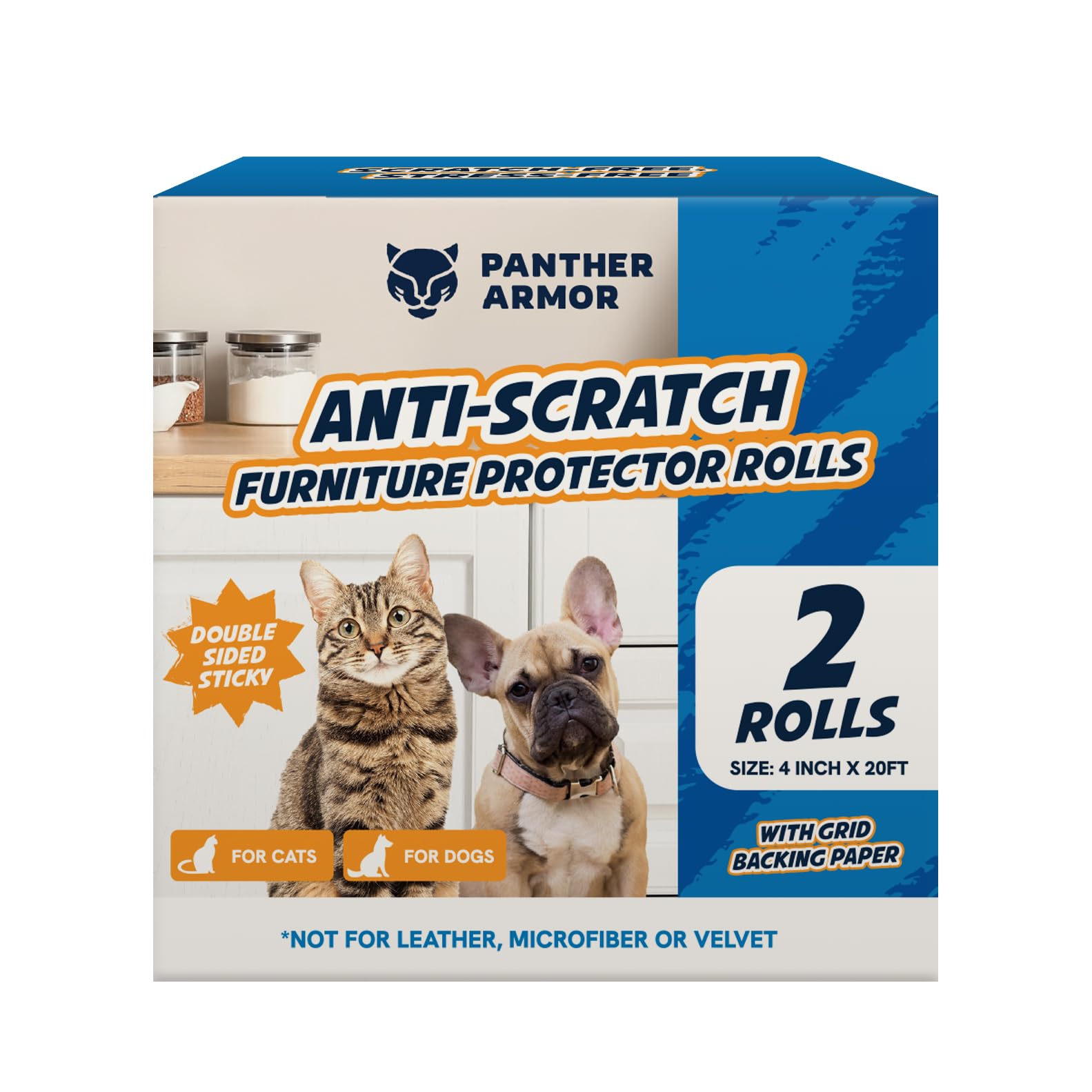 2 Rolls Cat Scratch Furniture Protector Tape Double-Sided Furniture