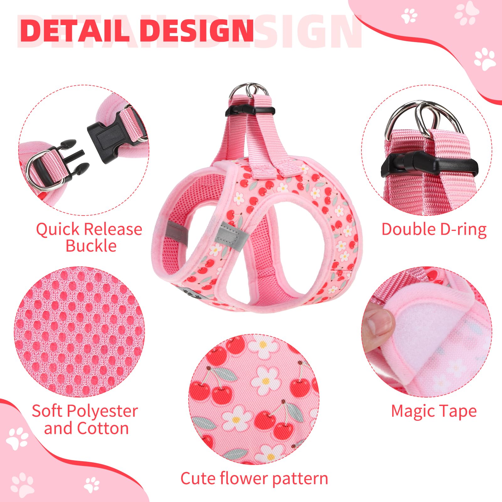 KOOLTAIL Dog Harness for Small Medium Dogs,Dog Harness and Leash Set