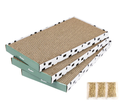 PAWSFANS Cat Scratcher Cardboard Scratch Pad with Box,Durable Bed