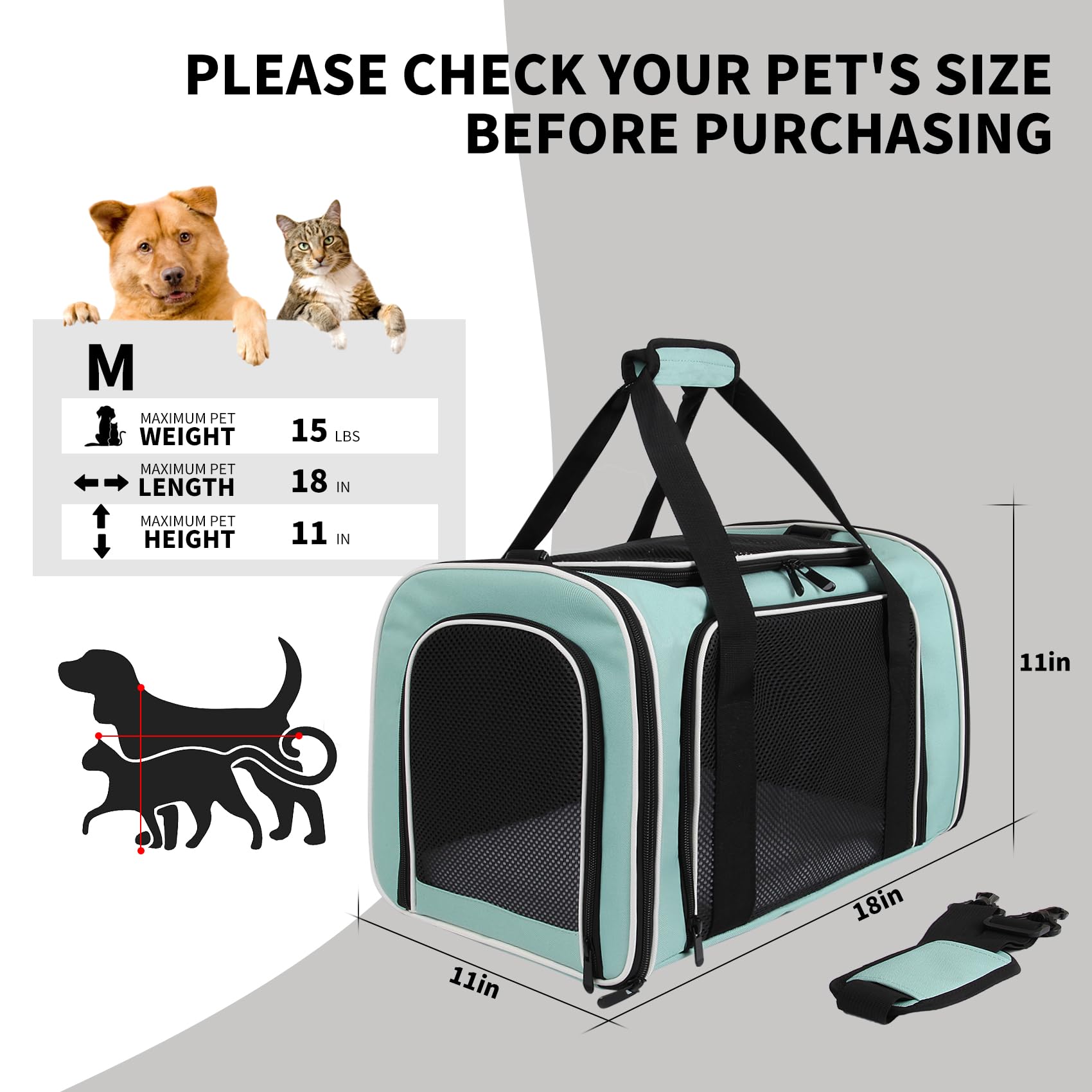 Yipincover Carriers Soft-Sided Large Pet Carrier