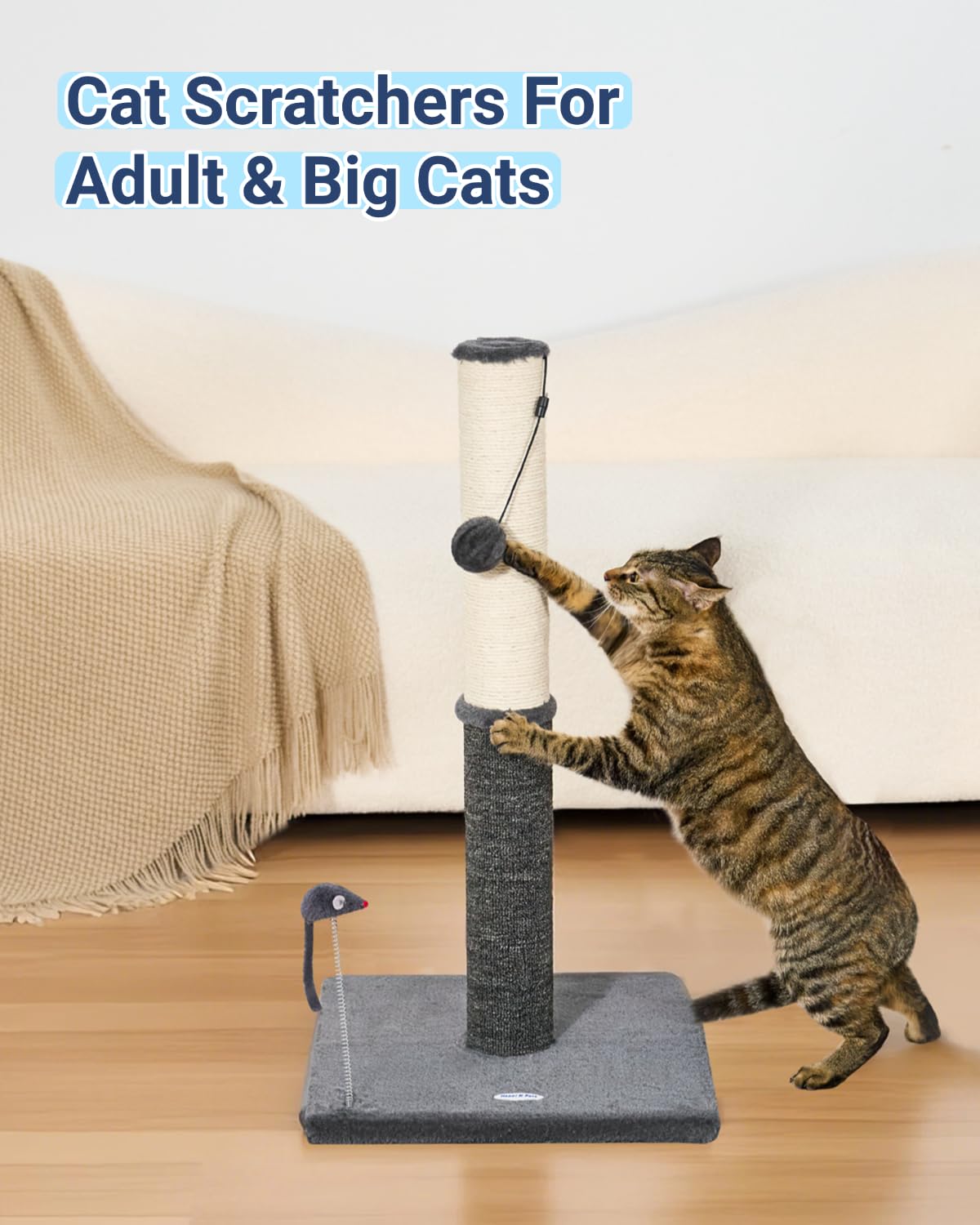Happi N Pets 29.5" Tall Cat Scratching Post, Cat Scratcher Scratcher