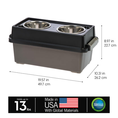 IRIS USA Dog Bowls Elevated with Storage, 9" H Raised Feeding Bowl