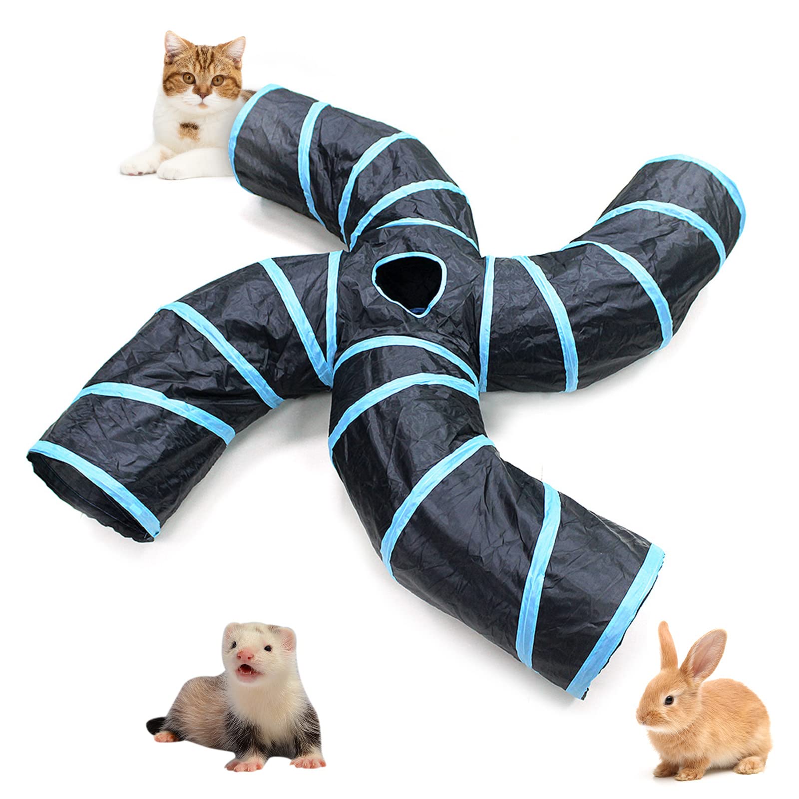 Bemodst Collapsible S-Shape Cat Tunnels 4 Way Interactive Maze Toy