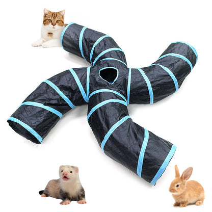 Bemodst Collapsible S-Shape Cat Tunnels 4 Way Interactive Maze Toy