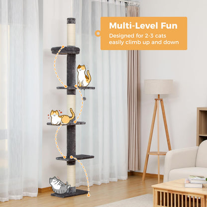 PETEPELA Cat Tower 5-Tier Floor to Ceiling Cat Tree Height(95