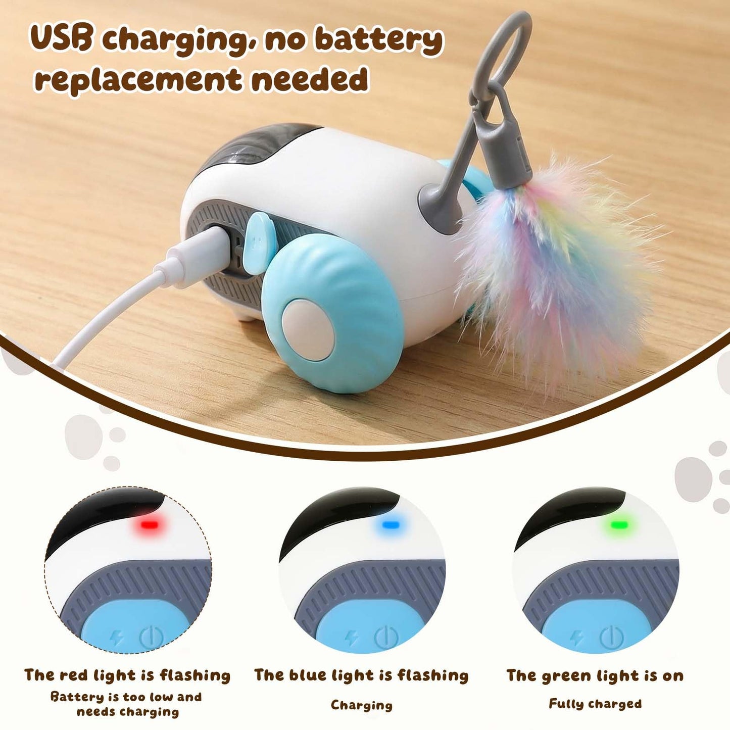 SDWUBQ Interactive cat Toy, Rechargeable, Automatic Moving Kitten Toy