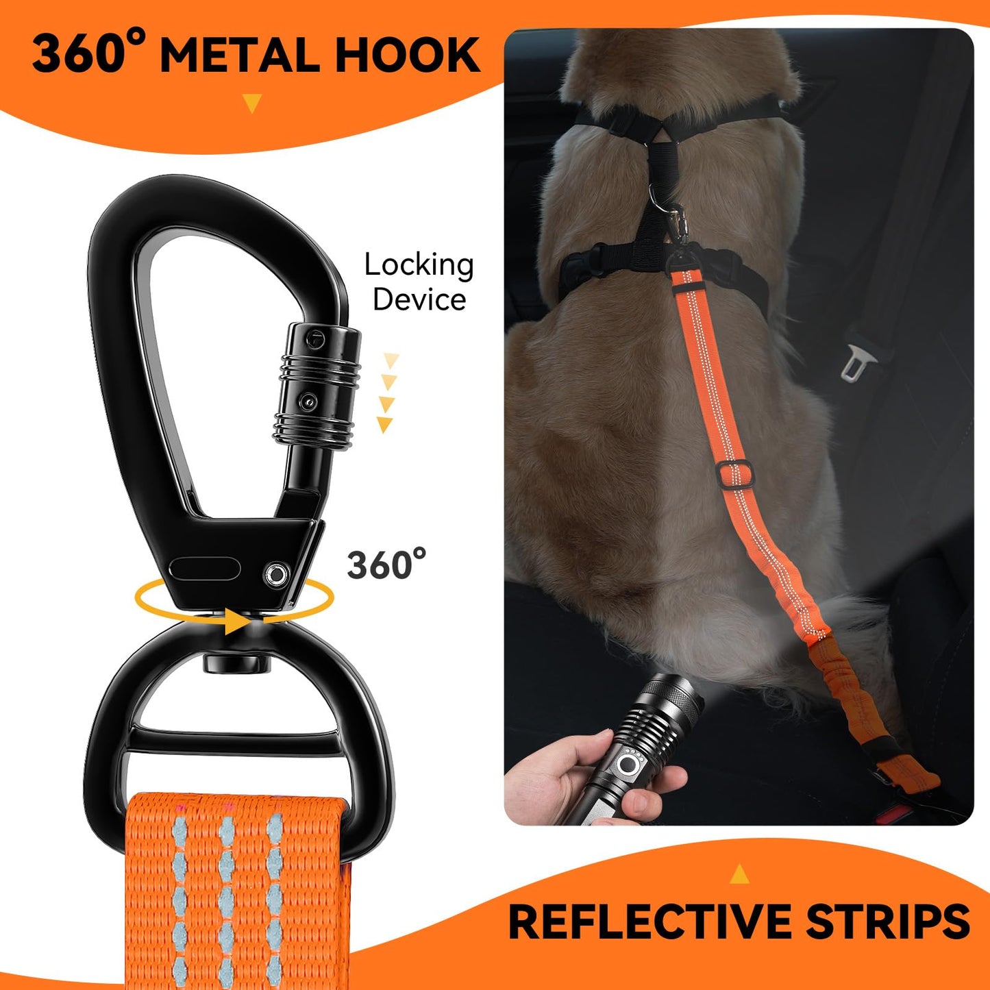 Pawaboo 2Pack Dog Seatbelt for Car, 3-in-1 Dog Car Seat Belt Seat